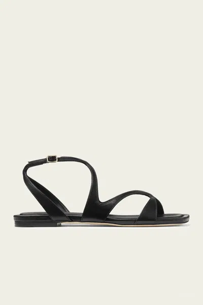 JIMMY CHOO AYLA NAPPA LEATHER FLATS IN BLACK
