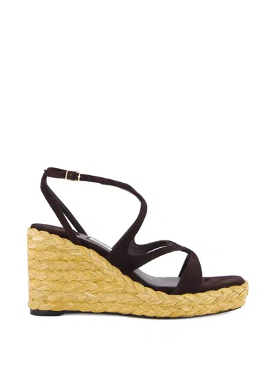 Jimmy Choo Ayla Raffia Wedged Sandals In Brown