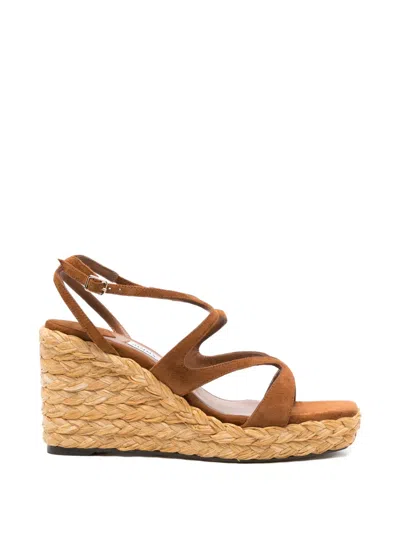 Jimmy Choo Ayla 85 Raffia Wedge Strappy Espadrilles In Multi