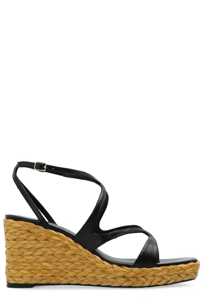 Jimmy Choo Ayla Square-toe Wedge Sandals In Black