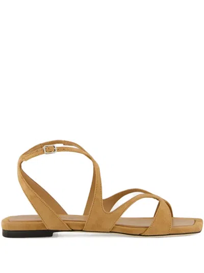 Jimmy Choo Ayla Strap Flat Sandals In Brown