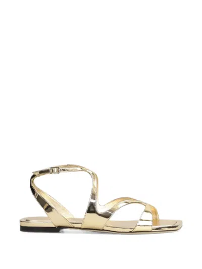 Jimmy Choo Ayla Metallic Leather Flat Sandals In Gold