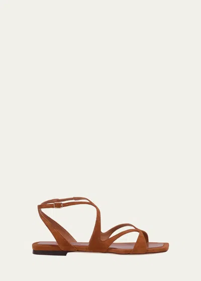Jimmy Choo Ayla Suede Ankle-strap Sandals In Tan
