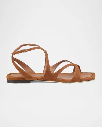 Jimmy Choo Ayla Suede Ankle-strap Sandals In Tan