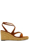 Jimmy Choo Ayla 85 Wedge Sandals In Marrone