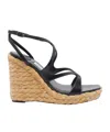 Jimmy Choo Ayla 85 Nappa Leather And Raffia Wedge Sandals