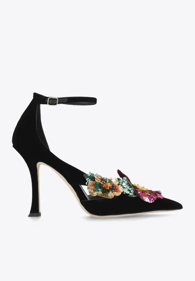 Jimmy Choo Azara Velour Pointed In Black