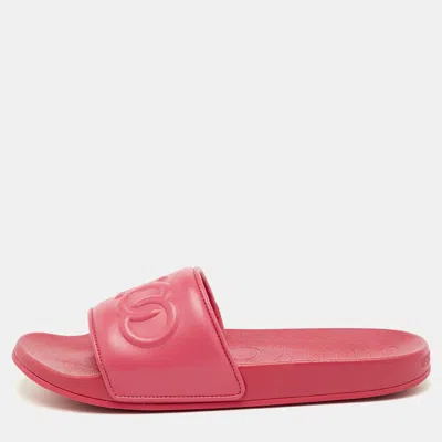 Pre-owned Jimmy Choo Azari Size 43 Pink Leather Slide Sandals