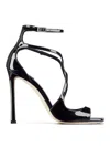 Jimmy Choo Azia95 Sandals With Squared Open Toe And Ankle Strap In Negro