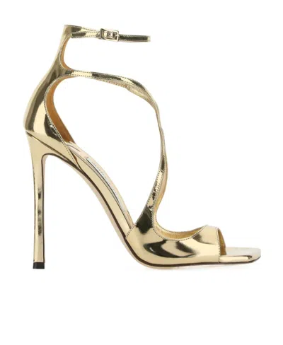 JIMMY CHOO AZIA 110MM METALLIC SANDALS