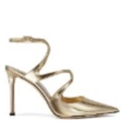 Jimmy Choo Azia 75 Gold Leather Pumps
