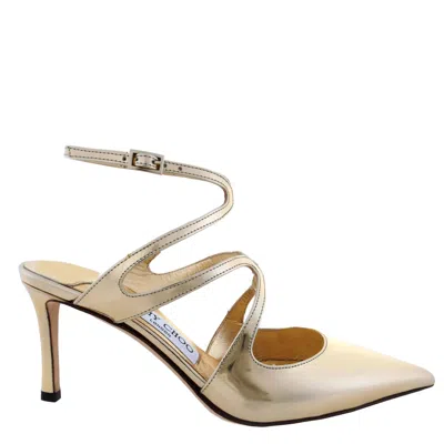 Jimmy Choo Azia 75 Gold Leather Pumps In Neutral