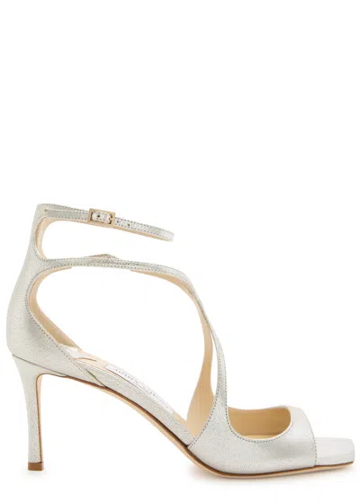 Jimmy Choo Azia 75 Metallic Leather Sandals In Gold