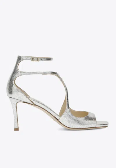 Jimmy Choo Azia 75 Metallic Leather Sandals In Multi