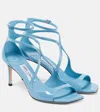 Jimmy Choo Azia 75mm Patent-leather Sandals In Blue