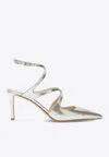 Jimmy Choo Azia 75mm Metallic-finish Pumps In Champagne