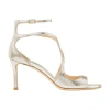 Jimmy Choo Azia 75 Glitter Leather Sandals In Champagne In Metallic