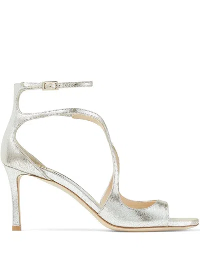 Jimmy Choo Azia 75mm Metallic-effect Sandals In Silver