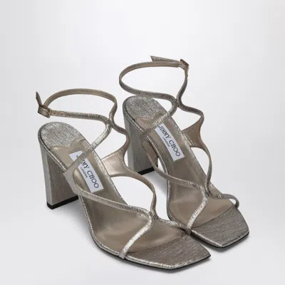 Jimmy Choo Azia 85 Sandal In Metallic Leather Women In Blue