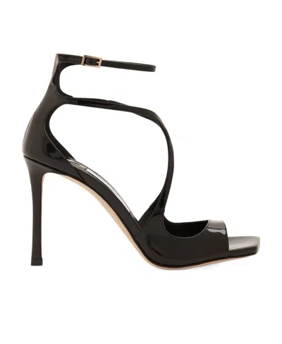 Jimmy Choo Azia 95 Ankle Strapped Sandals In Black