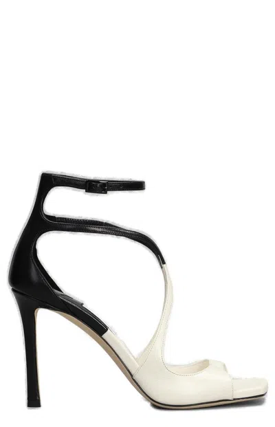 Jimmy Choo Azia Sandals In Black And White Milk Patchwork Nappa Leather In Multi