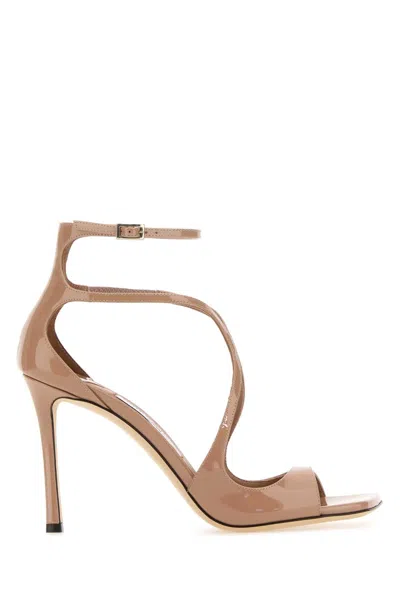 Jimmy Choo Azia 95 Antiqued Leather Sandals In Pink