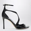 Jimmy Choo Womens Black Azia 110 Strappy Patent Leather Sandals