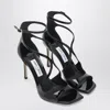 Jimmy Choo Womens Black Azia 110 Strappy Patent Leather Sandals