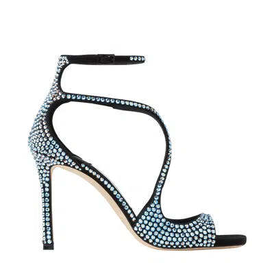 Jimmy Choo Azia 95 Crystal Embellished Sandals In Black