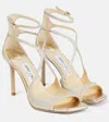 Jimmy Choo Azia 95 Glitter-embellished Sandals In Platinum Ice