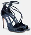 Jimmy Choo Azia 95 Glitter Sandals In Blue