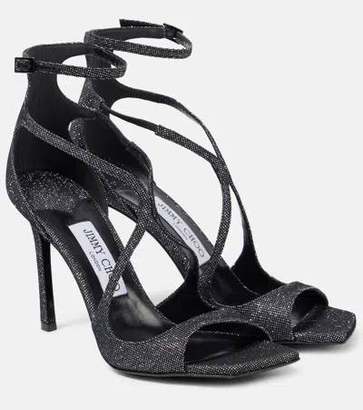 JIMMY CHOO AZIA 95 GLITTER SANDALS