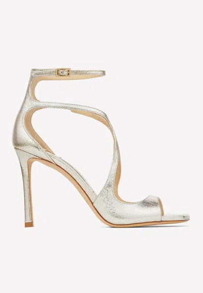 Jimmy Choo Azia 95 Glittered Sandals In Silver