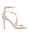 Jimmy Choo Azia 95 Glittered Satin Sandals In White
