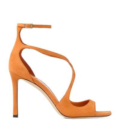 Jimmy Choo Azia 95 Leather Sandals In Orange