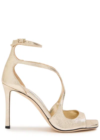 Jimmy Choo Azia 95 Metallic Brilliance Sandals In Gold