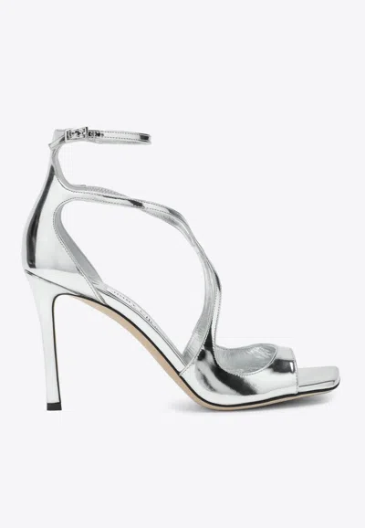 Jimmy Choo Azia 95 Metallic Heeled Sandals In Silver
