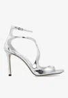Jimmy Choo Lvr Exclusive 95mm Azia Leather Sandals In Silver