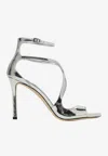 Jimmy Choo Lvr Exclusive 95mm Azia Leather Sandals In Silver