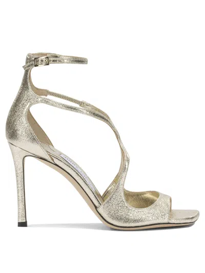 Jimmy Choo Azia Glittered Leather Sandals In Multi