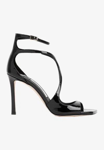 JIMMY CHOO AZIA 95 PATENT LEATHER SANDALS