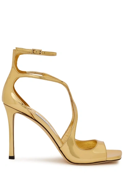 Jimmy Choo Azia 95 Patent Leather Sandals In Gold
