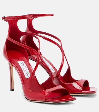 Jimmy Choo Azia 95 Patent Leather Sandals In Red