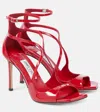 Jimmy Choo Azia 95 Patent Leather Sandals In Red