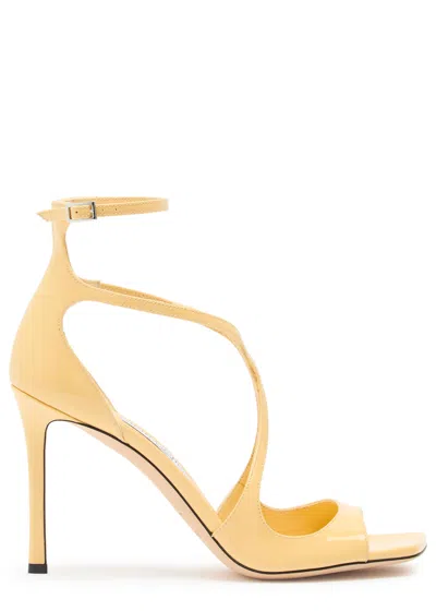 Jimmy Choo Azia 95 Patent Leather Sandals In Yellow