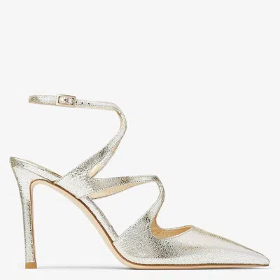 Jimmy Choo Azia 95 Pointed-toe Glitter Leather Slingback Pumps In Gold