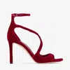 Jimmy Choo Ruby Red Velvet Sandals In Red