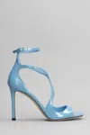 Jimmy Choo Azia 75mm Patent-leather Sandals In Blue
