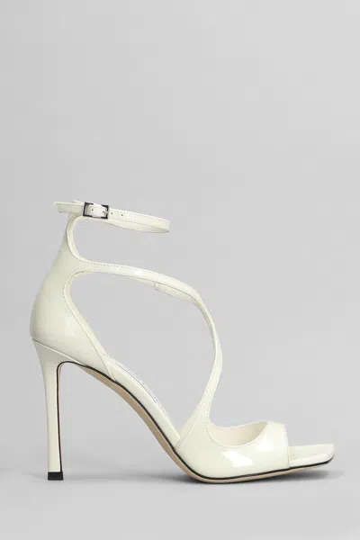 Jimmy Choo Azia 95 Patent Leather Sandals In Beige