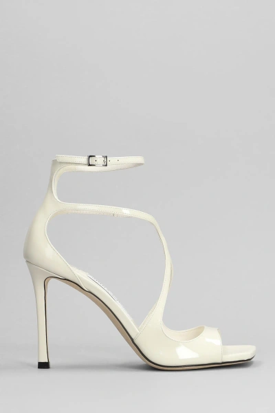Jimmy Choo Azia 95 Sandals In Beige Patent Leather